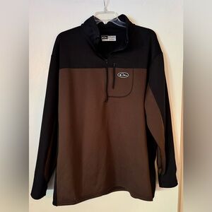 DRAKE Pull Over Sweater Jacket Mens XXL 1/4 Zip Long Sleeve Black Brown Fleece